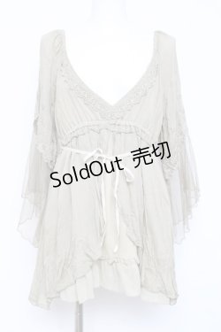 画像1: axes femme / 袖レーシーフェミニンブラウス M カーキ Y-26-02-17-118-AX-BL-SZ-ZY