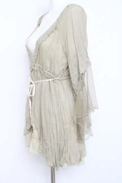 画像2: axes femme / 袖レーシーフェミニンブラウス M カーキ Y-26-02-17-118-AX-BL-SZ-ZY