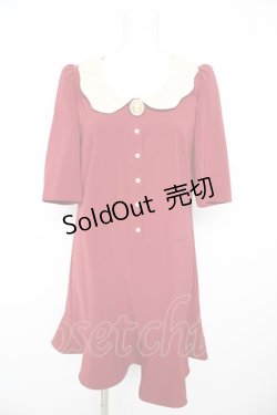 画像1: axes femme prcmium / レース襟ミニ丈ワンピース S ワイン Y-26-02-17-124-LO-OP-SZ-ZY