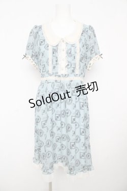 画像1: axes femme / シルエット柄ワンピース  サックス Y-26-02-17-125-AX-OP-SZ-ZY