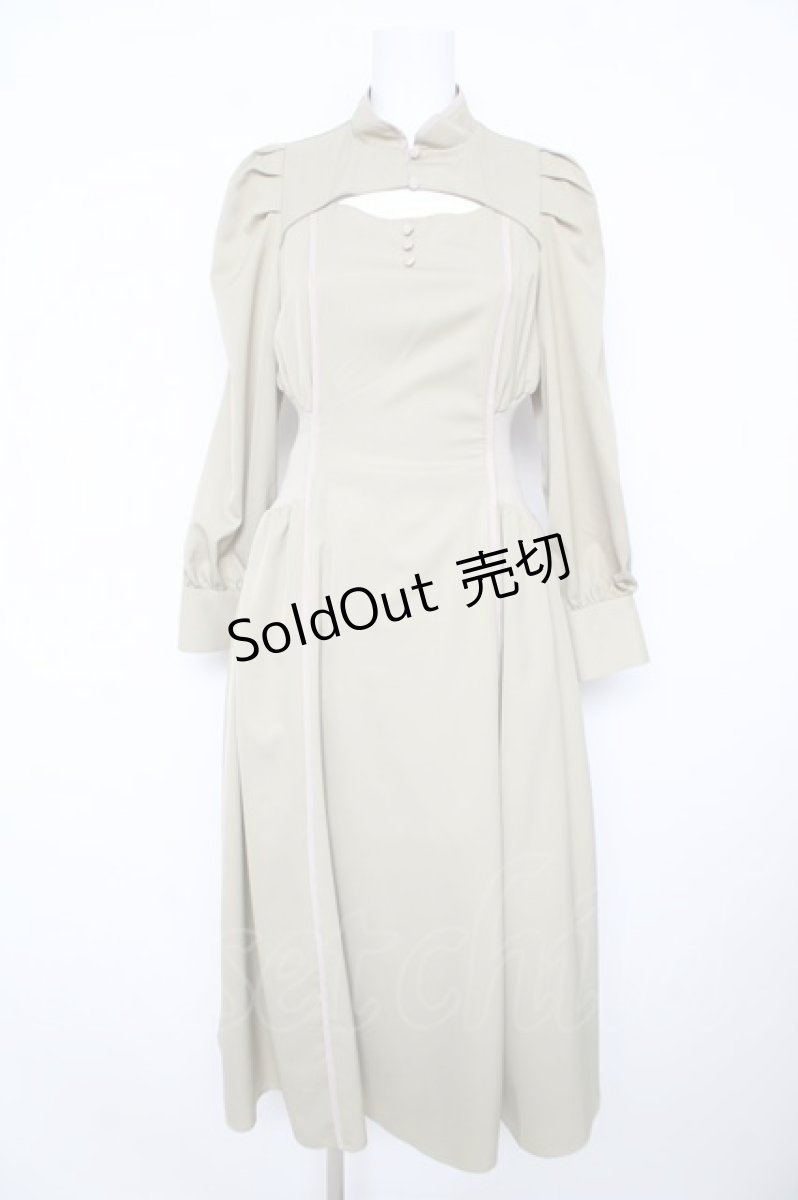 画像1: axes femme POETIQUE / デコルテ開きラインワンピース M グリーン Y-26-02-17-130-AX-OP-SZ-ZI (1)
