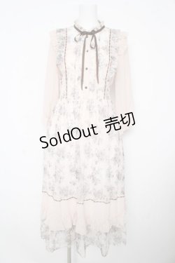 画像1: axes femme / フラワープリントレースワンピース M 淡ピンク Y-26-02-17-131-AX-OP-SZ-ZY