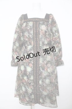 画像1: axes femme NOSTALGIE / オーガンジープリントワンピ Ｍ 黒 Y-26-02-17-132-AX-OP-SZ-ZY