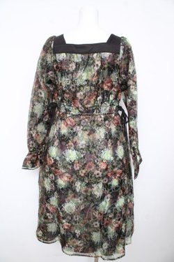 画像2: axes femme NOSTALGIE / オーガンジープリントワンピ Ｍ 黒 Y-26-02-17-132-AX-OP-SZ-ZY