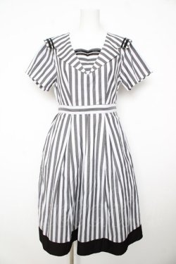 画像1: axes femme POETIQUE / ストライプセーラーワンピース M 黒 Y-26-02-17-134-AX-OP-SZ-ZY