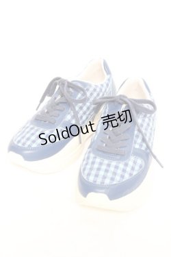 画像1: PINK HOUSE / プリントキルトスニーカー L ブルー×サックス Y-26-02-17-012-LO-SH-SZ-ZY