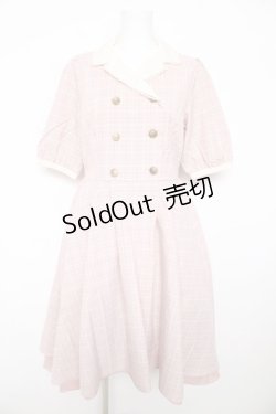 画像1: axes femme POETIQUE / ダブル釦フィッシュテールワンピース M ピンク Y-26-02-17-136-AX-OP-SZ-ZY