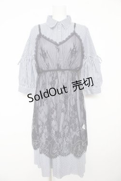 画像1: axes femme / レースキャミ付きシャツワンピース M 紺 Y-26-02-17-137-AX-OP-SZ-ZY