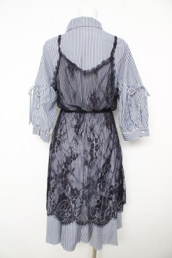 画像2: axes femme / レースキャミ付きシャツワンピース M 紺 Y-26-02-17-137-AX-OP-SZ-ZY