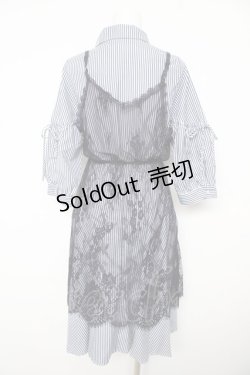 画像2: axes femme / レースキャミ付きシャツワンピース M 紺 Y-26-02-17-137-AX-OP-SZ-ZY