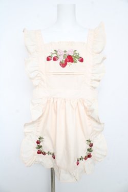 画像1: axes femme kawaii / クラシックベリー刺繍エプロン M 生成り Y-26-02-17-140-AX-OP-SZ-ZY