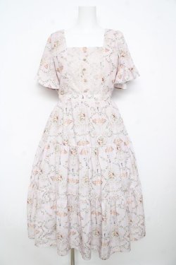 画像1: axes femme / レーヌローズ柄ワンピース M ピンク Y-26-02-17-158-AX-OP-SZ-ZY