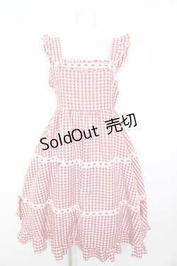 画像1: Cherirulu Chocola / ギンガムチェックジャンパースカート S 赤 Y-26-02-17-160-LO-OP-SZ-ZY