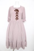 m petit by misako / AMレースアップワンピース L 中桃 Y-26-02-17-162-LO-OP-SZ-ZY