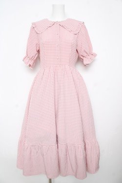 画像1: m petit by misako / ギンガムチェックワンピース M 中赤 Y-26-02-17-164-LO-OP-SZ-ZY