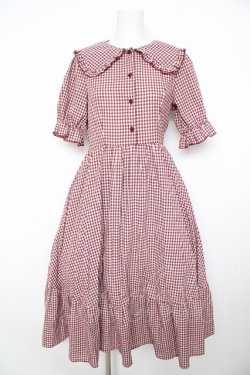 画像1: m petit by misako / AM*ギンガムCHKワンピース M 中赤 Y-26-02-17-165-LO-OP-SZ-ZY