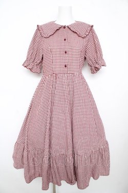 画像1: m petit by misako / AM*ギンガムCHKワンピース M 中赤 Y-26-02-17-166-LO-OP-SZ-ZY
