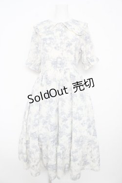 画像1: m petit by misako / トワルドジュイワンピース M 淡青 Y-26-02-17-170-LO-OP-SZ-ZY