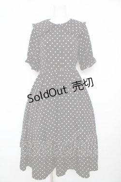 画像1: m petit by misako / 梨地水玉半袖ワンピース Ｍ 中黒 Y-26-02-17-171-LO-OP-SZ-ZY