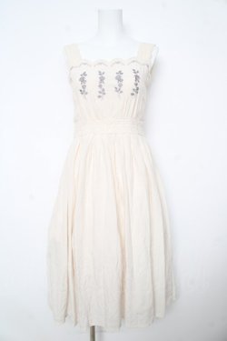 画像1: an another angelus / フロントローズ刺繍ジャンパースカート F アイボリー Y-26-02-17-177-CA-OP-SZ-ZY