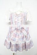 Ank Rouge / プリンセスおりぼんワンピース M ピンク×ブルーチェック Y-26-02-17-180-CA-OP-SZ-ZY