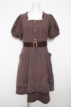 画像1: Amavel / ベルト付パフスリーブワンピース F ブラウン Y-26-02-17-183-CA-OP-SZ-ZY