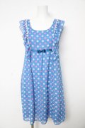 Emily Temple cute / ドットジョーゼットフリルノースリーブワンピース M ブルー Y-26-02-17-188-ET-OP-SZ-ZY