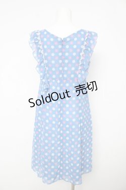 画像2: Emily Temple cute / ドットジョーゼットフリルノースリーブワンピース M ブルー Y-26-02-17-188-ET-OP-SZ-ZY