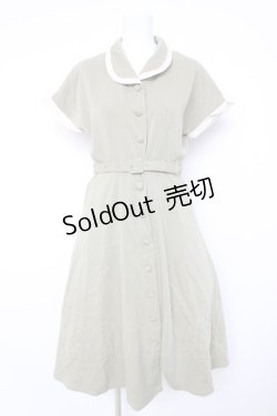 画像1: an another angelus / 配色パイピングショールカラーワンピース F グリーン Y-26-02-17-192-CA-OP-SZ-ZI