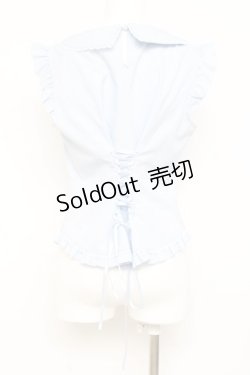 画像3: axes femme / パール付薔薇刺繍ノースリブラウス F サックス Y-26-02-17-016-AX-BL-SZ-ZY