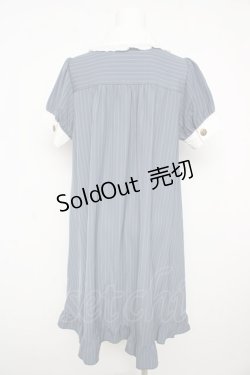 画像2: axes femme POETIQUE / メッセージリボン半袖ワンピース M サックス Y-26-02-17-203-AX-OP-SZ-ZS