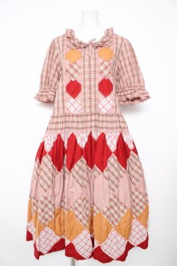 画像1: PINK HOUSE / オリジナルチェックパッチワークワンピース F ピンク Y-26-02-17-211-LO-OP-SZ-ZY