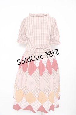画像2: PINK HOUSE / オリジナルチェックパッチワークワンピース F ピンク Y-26-02-17-211-LO-OP-SZ-ZY