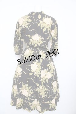 画像2: INGEBORG / 薔薇柄半袖開襟ワンピース F 黒 Y-26-02-17-213-LO-OP-SZ-ZY
