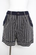 axes femme / ストライプショートパンツ M 紺 Y-26-02-17-228-AX-PA-SZ-ZY