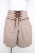 axes femme POETIQUE / ハイウエストレースアップショートパンツ M 茶 Y-26-02-17-229-AX-PA-SZ-ZY
