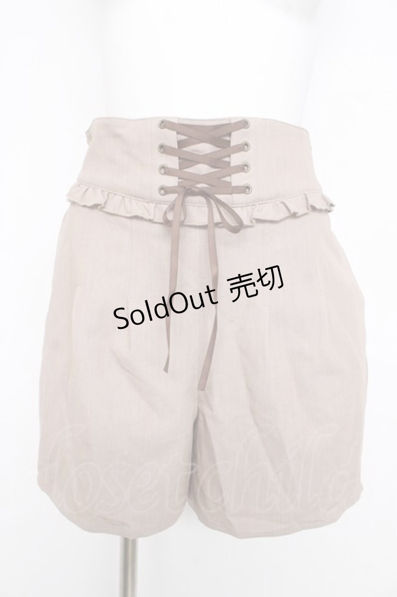 画像1: axes femme POETIQUE / ハイウエストレースアップショートパンツ M 茶 Y-26-02-17-229-AX-PA-SZ-ZI (1)
