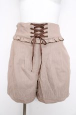 画像1: axes femme POETIQUE / ハイウエストレースアップショートパンツ M 茶 Y-26-02-17-229-AX-PA-SZ-ZI (1)