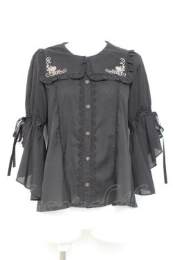 画像1: axes femme kawaii / フリルセーラーブラウス M 黒 Y-26-02-17-019-AX-BL-SZ-ZY