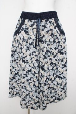 画像1: axes femme / 花柄ワイドパンツ M 紺 Y-26-02-17-236-AX-PA-SZ-ZY