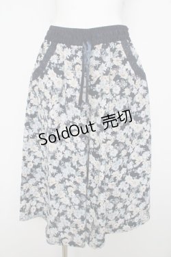 画像1: axes femme / 花柄ワイドパンツ M 紺 Y-26-02-17-236-AX-PA-SZ-ZY