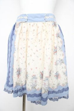 画像1: axes femme / 鳥かご×メルヘン柄スカート M サックス Y-26-02-17-240-AX-SK-SZ-ZY