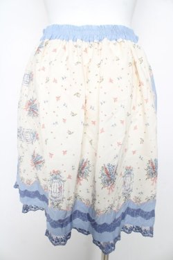 画像2: axes femme / 鳥かご×メルヘン柄スカート M サックス Y-26-02-17-240-AX-SK-SZ-ZY