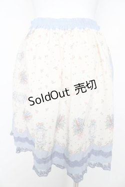 画像2: axes femme / 鳥かご×メルヘン柄スカート M サックス Y-26-02-17-240-AX-SK-SZ-ZY