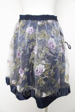 画像2: axes femme / 花柄オーガンジー重ねスカート M 紺 Y-26-02-17-241-AX-SK-SZ-ZS (2)