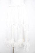 axes femme kawaii / レースフリルミディペチスカート M 白 Y-26-02-17-243-AX-SK-SZ-ZY