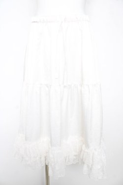 画像1: axes femme kawaii / レースフリルミディペチスカート M 白 Y-26-02-17-243-AX-SK-SZ-ZY