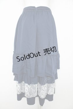 画像2: axes femme / レース使いティアードスカート F 紺 Y-26-02-17-248-AX-SK-SZ-ZY