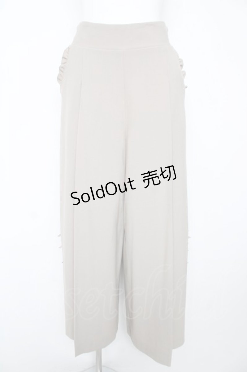 画像1: axes femme POETIQUE / プチリボンスリットワイドパンツ M ベージュ Y-26-02-17-258-AX-PA-SZ-ZI (1)