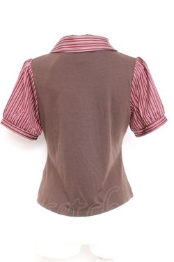 画像2: axes femme / ストライプブラウス風プルオーバー  ブラウン Y-26-02-17-023-AX-TO-SZ-ZY